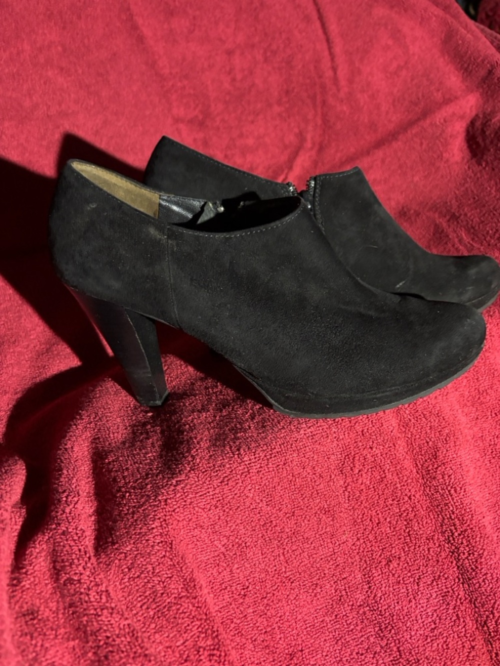 Paul Green Black Suede Heel Booties